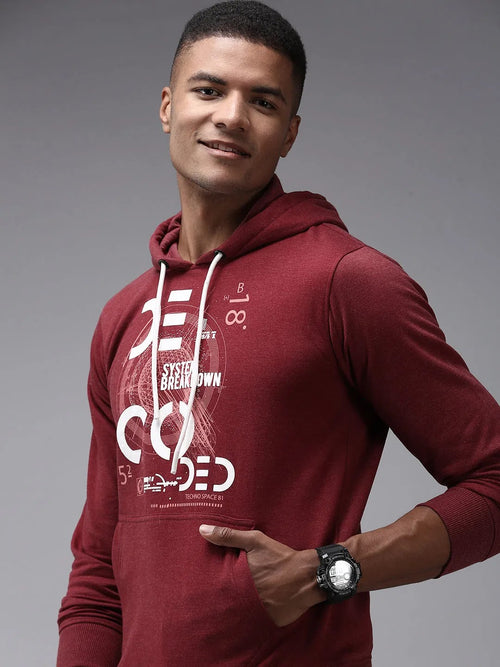 Men Red Solid Sweatshirt-OTSS-28-Maroon