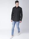 Hangup Men Slim Solid Shirts-BlackDoublePktShirt