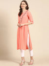 Women's Peach Embellished Straight Kurta-SKC-941-Peach