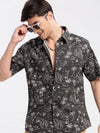 Men Spread Collar Floral Grey Casual Shirt-HARVEN-2322-Grey