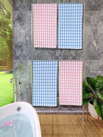 Athom Living Premium Gamcha Bath Towel 65 x 135 cm Pack of 4 Multicolored checkered-ATZ-BT-1A-1A-1C-1C