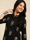 Women's Black Printed Straight Kurta-GW-828-P-Black