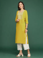 Women Yellow Solid Straight Kurta-NJ-3756225-Yellow