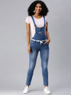 Women's Blue Solid Dungarees-SPC-D7096-Blue