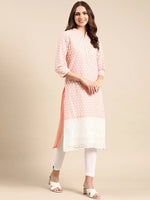 Women's Peach Embroidered Straight Kurta-UB-2596-Peach