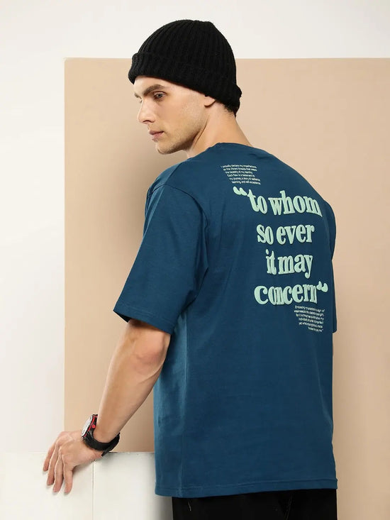 Difference of Opinion Blue Typography Oversized T-shirt