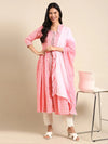 Women's Pink Printed Anarkali Kurta-RF-059-Pink