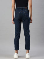 Women's Denim Blue Mom Fit Jeans-GZ2587B-Blue