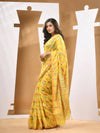 Yellow Cotton Blend Handwoven Saree With Paisey Motifs-MA53BCT041400066