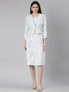 Women Off White Printed A-Line Dress-AE-15936-Offwhiteseagreen