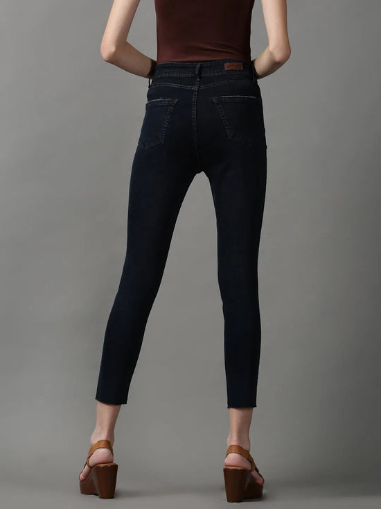 Women's Navy Blue Solid Skinny Fit Denim Jeans-GZ-5189-2-Navyblue