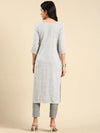 Women's White Striped Kurta Set-SKC-803-White