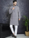 Sequin Embroidered Pure Cotton Kurta with Pyjamas-JOKP-P-5028Navy