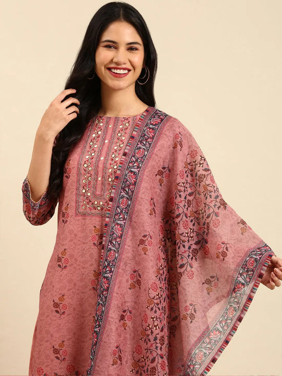 Women's Purple Printed Kurta Set-BCSK-1439-Mauve