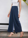 Women Blue Front Pleated Loose Fit Korean Pants