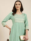 Women Green Floral Anarkali Kurta-RF-1961-Green