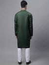 Men's Olive Green Embroidered Straight Kurta Pyjama Set-JOKP-P-690Olive