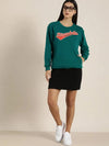 Dillinger Green Typographic Oversized Sweatshirt-DLWMNSWT035BGRN-XS