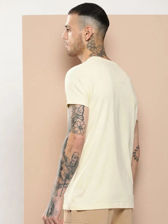 Difference Of Opinion Men's Off White Plain T-Shirt