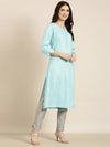 Women Blue Striped Straight Kurta-RA-017-Blue