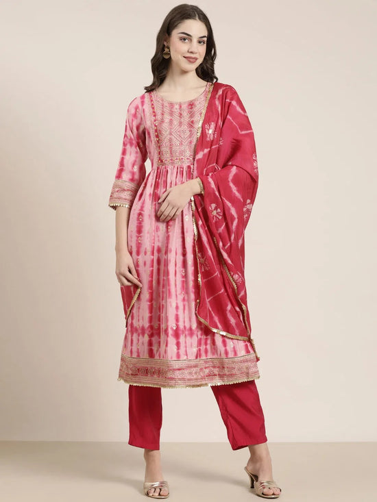 Women Pink Printed Kurta Set-GW-3586-Pink