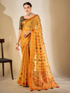 Saree Mall Women's Cotton Blend Yellow Woven Design Designer Saree With Blouse Piece-MYSHA82305