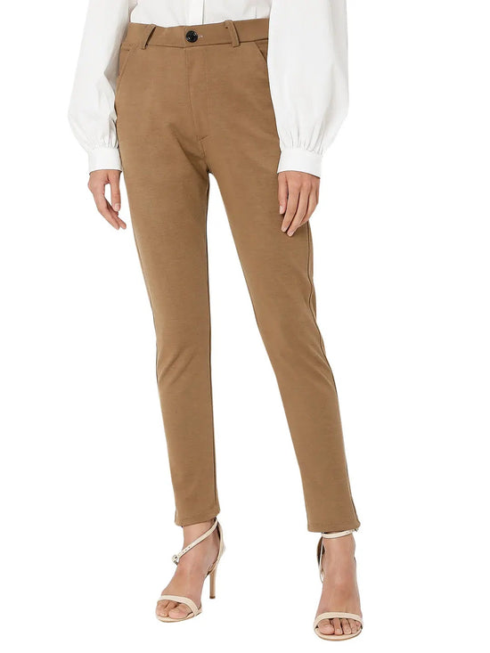 Smarty Pants Women's Cotton Lycra Ankle Length Camel Brown Formal Trouser