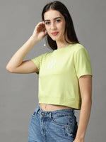 Women's Green Solid Crop Top-TG-8815-Limegreen