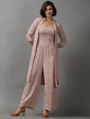 Women's Pink Printed Jumpsuit-AE-15018-Peach