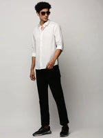 Men White Solid Shirt-LANCEPLAIN-237-White