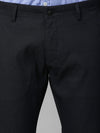 Genips Men's Cotton Stretch Caribbean Slim Fit Self Design Black Color Trousers