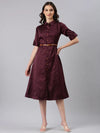 Women Purple Solid Shirt Dress-DF-4773-Purple