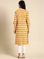 Women's Off White Printed Straight Kurta-BGR-2339-Offwhite