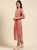 Women's Pink Printed Straight Kurta-GW-3138-Pink