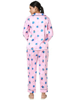 Smarty Pants Women's Silk Satin Baby Pink Color Oswald Print Full Sleeves Night Suit