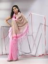 Baby Pink Cotton Saree With Dual Border-MA55CT06540035