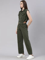 Women Solid Olive Basic Jumpsuit-GZ-5608-Olive