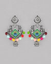 Silver Plated Peacock Contemporay Jhumka Earring-VOJ091