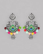 Silver Plated Peacock Contemporay Jhumka Earring-VOJ091