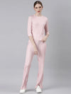 Women Pink Striped Tracksuit-AF-2052-Pink