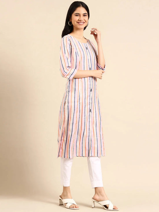 Women's Multi Striped Straight Kurta-SKC-3350-1-Multi