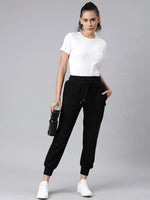 Women Black Solid Track Pant-AF-1812-Black