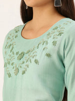 Women's Green Solid Straight Kurta-SKC-3226-Seagreen