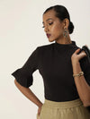 Veni Vidi Vici Black Frilled Sleeve Top