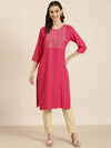 Women Fuchsia Solid Straight Kurta-RA-070-Fuchsia