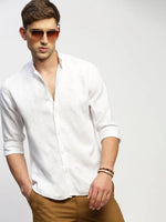 Men White Solid Shirt-DINAH-1681-White