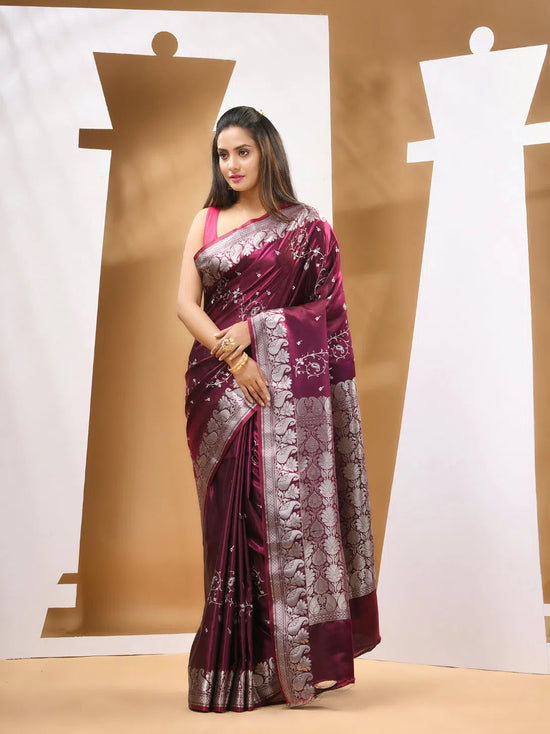 Purple Silk Banarasi Saree With Zari Woven Designs-MA53BSL44830040