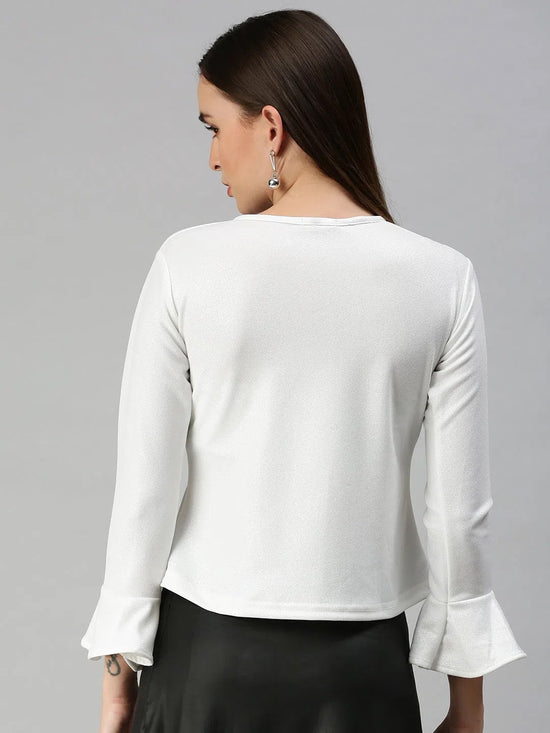 Women's White Solid Tops-AE-10203-White