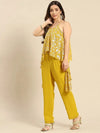 Asymmetric drape jumpsuit in Yellow