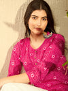 Ahika Women Pink Cotton Blend Bandhani Printed Regular Tunic-VT1289